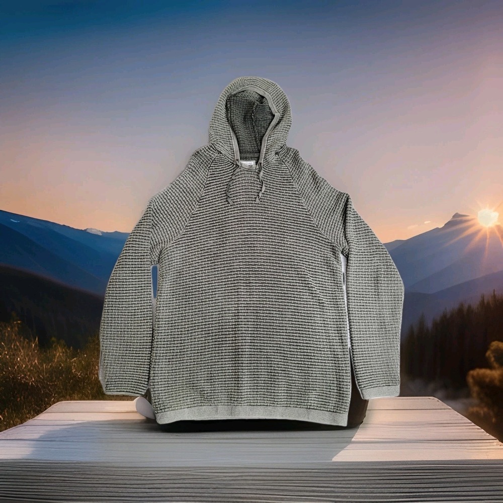 Carbon2Cobalt Hoodie Men's L Olive Gray "Hudson" Textured Basket Weave Pullover